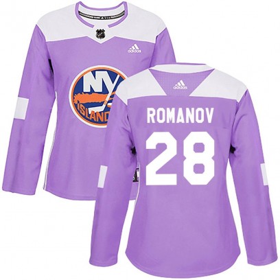 Women's Authentic New York Islanders Alexander Romanov Adidas Fights Cancer Practice Jersey - Purple