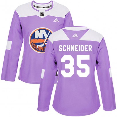 Women's Authentic New York Islanders Cory Schneider Adidas Fights Cancer Practice Jersey - Purple