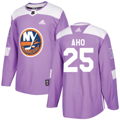Men's Authentic New York Islanders Sebastian Aho Adidas Fights Cancer Practice Jersey - Purple