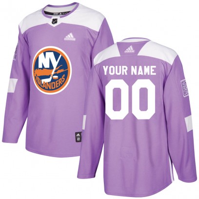 Men's Authentic New York Islanders Custom Adidas Custom Fights Cancer Practice Jersey - Purple