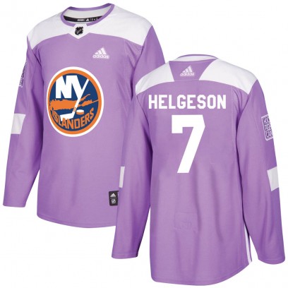 Men's Authentic New York Islanders Seth Helgeson Adidas Fights Cancer Practice Jersey - Purple