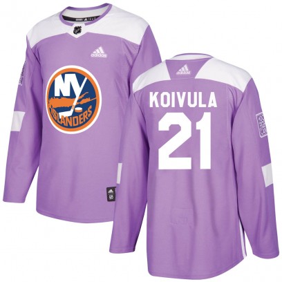 Men's Authentic New York Islanders Otto Koivula Adidas Fights Cancer Practice Jersey - Purple