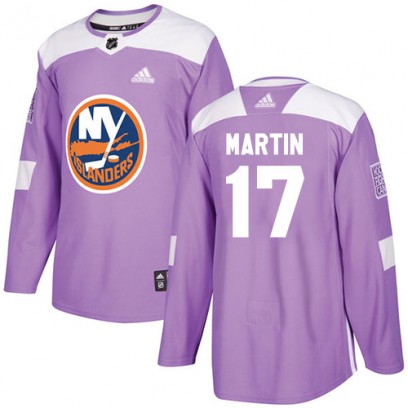 Men's Authentic New York Islanders Matt Martin Adidas Fights Cancer Practice Jersey - Purple