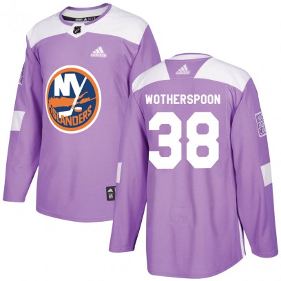 Men's Authentic New York Islanders Parker Wotherspoon Adidas Fights Cancer Practice Jersey - Purple