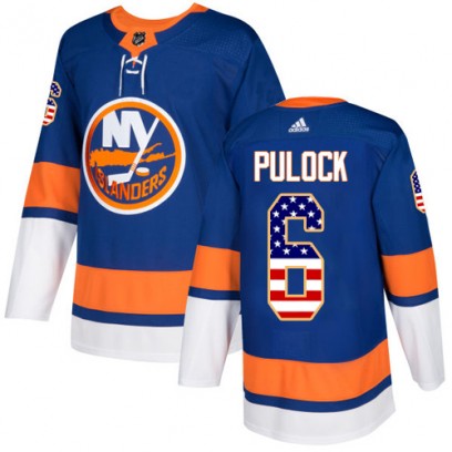 Men's Authentic New York Islanders Ryan Pulock Adidas USA Flag Fashion Jersey - Royal Blue