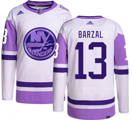 Men's Authentic New York Islanders Mathew Barzal Adidas Hockey Fights Cancer Jersey