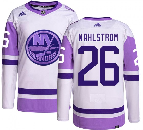 Men's Authentic New York Islanders Oliver Wahlstrom Adidas Hockey Fights Cancer Jersey - Olive